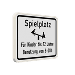 Schild Spielplatz für Kinder unter 12 Jahren (Weiß) - reflektierend
