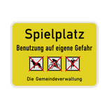 Schild Spielplatz Benutzung auf eigene Gefahr (Gemeindeverwaltung) - reflektierend