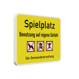 Schild Spielplatz Benutzung auf eigene Gefahr (Gemeindeverwaltung) - reflektierend