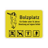 Schild Bolzplatz für Kinder unter 16 Jahren (Gelb) - reflektierend