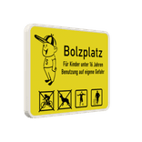 Schild Bolzplatz für Kinder unter 16 Jahren (Gelb) - reflektierend
