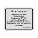 Schild Kinderspielplatz, Bürgermeisteramt (Weiß) - reflektierend