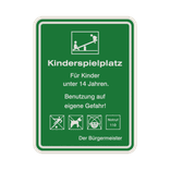 Schild Kinderspielplatz für Kinder unter 14 Jahren 3:2 (Grün) - reflektierend
