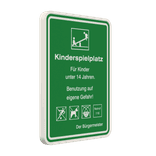 Schild Kinderspielplatz für Kinder unter 14 Jahren 3:2 (Grün) - reflektierend
