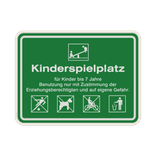 Schild Kinderspielplatz für Kinder unter 14 Jahren 2:3(Grün) - reflektierend