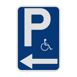Panneau parking PMR avec flèche directionnelle