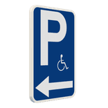 Panneau parking PMR avec flèche directionnelle