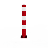 Beschermpaal Ø108x900mm staal verzinkt - rood/wit - met vloermontage