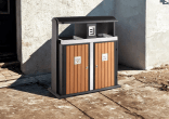 Buitenafvalbak afvalscheiding TS-GROVE-DUO-100L houtlook - 2x 50 liter