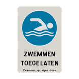 Informatiebord zwemmen toegelaten op eigen risico