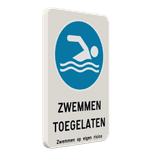 Informatiebord zwemmen toegelaten op eigen risico