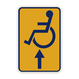 Panneau temporaire Handicapé (PMR) Bruxelles - Jaune/Bleu - Droit devant