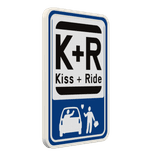 Panneau Kiss & Ride avec pictogramme pour zone dépose-minute