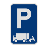 Panneau de zone réservée aux livraisons camions avec symbole de stationnement