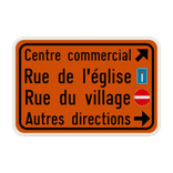 Panneau de signalisation - F39 - 4 blocs de texte + pictogrammes