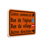Panneau de signalisation - F39 - 4 blocs de texte + pictogrammes