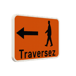 Panneau d'information - Passage pour piétons ici - Pictogrammes - Texte personnalisé