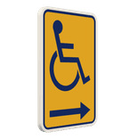 Panneau temporaire Handicapé (PMR) Bruxelles - Jaune/Bleu - Droite