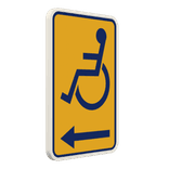 Panneau temporaire Handicapé (PMR) Bruxelles - Jaune/Bleu - Gauche