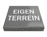 Stoeptegel met tekst eigen terrein (TS-ST_ET3) - 30x30cm met facetrand
