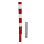 Rampaal Ø89x900mm staal verzinkt - rood/wit - verwijderbaar met grondstuk