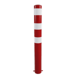 Beschermpaal Ø108x1300mm staal verzinkt - rood/wit - met grondanker