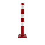 Beschermpaal Ø89x900mm staal verzinkt - rood/wit - met vloermontage