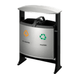 Afvalscheidingsbak staal voor buiten 2x39 liter, zwart/aluminiumgrijs