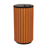 Buitenafvalbak rond TS-GROVE-LID-90L houtlook, met deksel - 90 liter