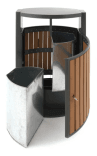 Buitenafvalbak afvalscheiding TS-GROVE-DUO-78L houtlook - 2x39 liter