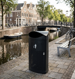 Buiten afvalbak TS-TRICOVE-60L driehoekig staal zwart - 60 liter