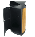 Buiten afvalbak TS-TRICOVE-WD-60L driehoekig staal zwart - 60 liter
