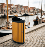 Buiten afvalbak TS-TRICOVE-WD-60L driehoekig staal zwart - 60 liter