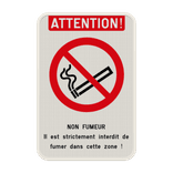 Panneau avec couvre chant interdiction de fumer avec textes et pictogramme personnalisables