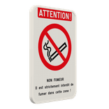 Panneau avec couvre chant interdiction de fumer avec textes et pictogramme personnalisables