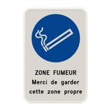 Panneau avec couvre-chant pour zone fumeur – texte et pictogramme personnalisables