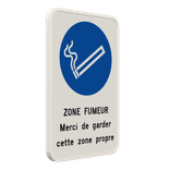 Panneau avec couvre-chant pour zone fumeur – texte et pictogramme personnalisables