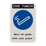 Panneau avec couvre-chant pour zone fumeur personnalisable – Merci de garder cette zone propre