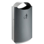 Poubelle extérieure TS-STEELCOVE-68L en acier gris avec toit – 68 L