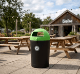 Buiten prullenbak TS-MONO-100L rond zwart, gekleurde deksel - 100 liter