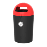 Buiten prullenbak TS-MONO-100L rond zwart, gekleurde deksel - 100 liter