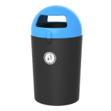 Buiten prullenbak TS-MONO-100L rond zwart, gekleurde deksel - 100 liter