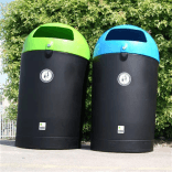 Poubelle extérieure ronde 100 L en MDPE – TS-Mono couvercle coloré