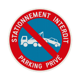 Panneau avec couvre-chant pour parking privé – Stationnement interdit - enlèvement demandé