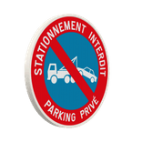 Panneau avec couvre-chant pour parking privé – Stationnement interdit - enlèvement demandé