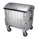 Conteneur poubelle extérieur 1100 L en acier galvanisé – 4 roues