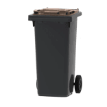Conteneur poubelle extérieur 120L en PEHD gris – couvercle coloré