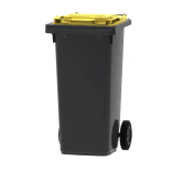 Conteneur poubelle extérieur 120L en PEHD gris – couvercle coloré