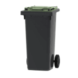 Conteneur poubelle extérieur 120L en PEHD gris – couvercle coloré
