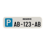 Panneau de parking réservé avec plaque d’immatriculation personnalisée